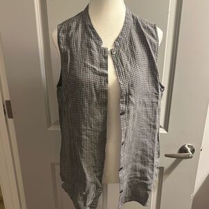 NWOT Eileen Fisher Sleeveless Gingham Button-Up Top